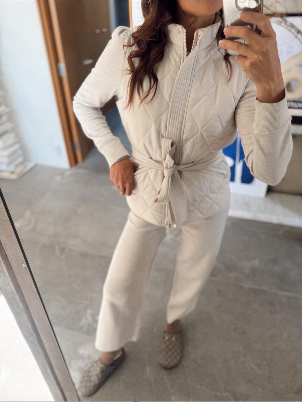 Quilted Tie-Waist Vest in Cream splendid